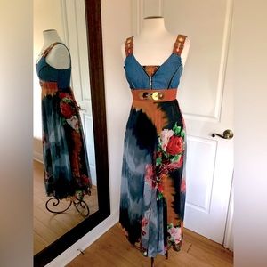 Floral Denim Maxi Dress